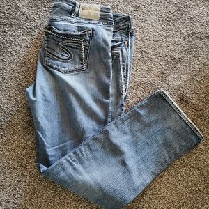 Silver Aiko Mid-Rise Straight jeans